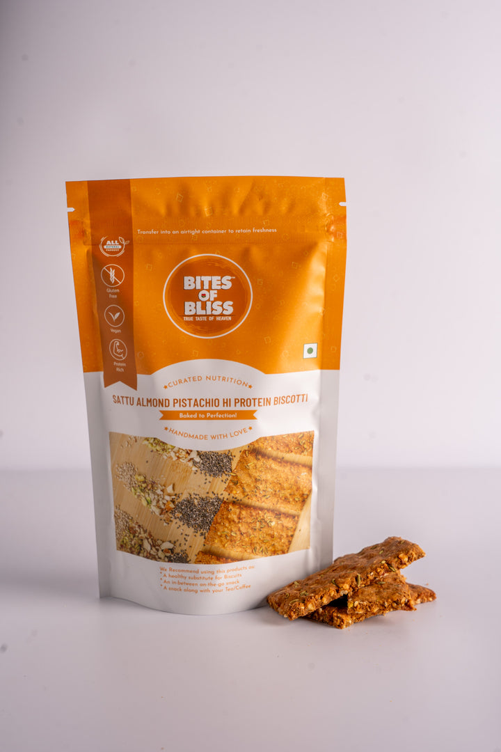 Sattu Almond Pistachio Hi-Protein Biscottis